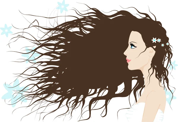 Une fille aux cheveux longs — Image vectorielle