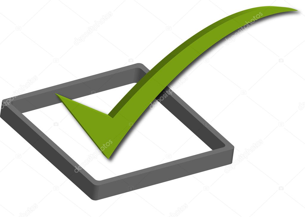 3d rendered image of a green check mark