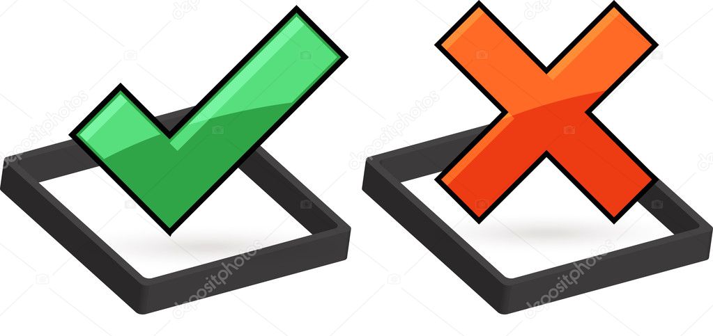 Green and red check mark