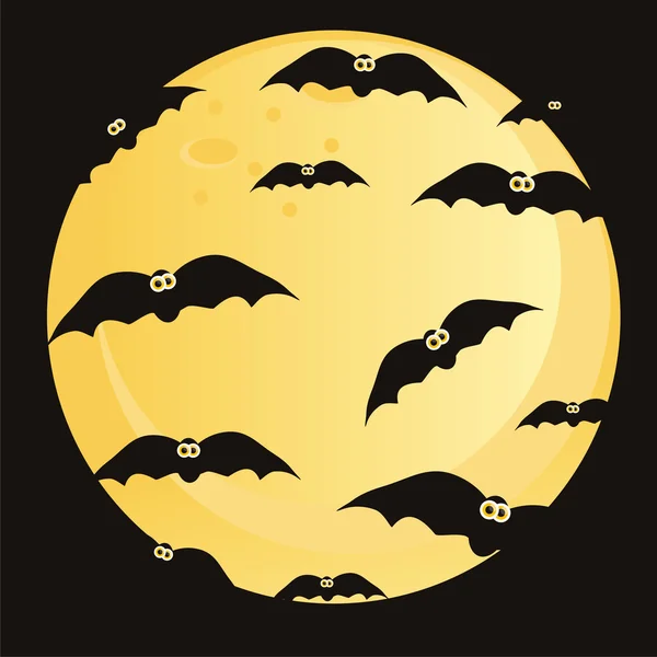 Morcegos sobre lua — Vetor de Stock