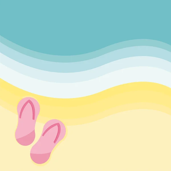 Flip flops on the beach — Stock Vector