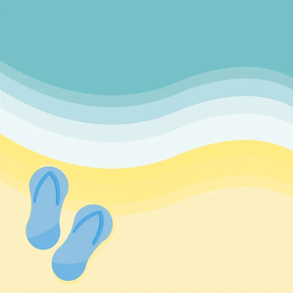 Flip flops on the beach — Stock Vector