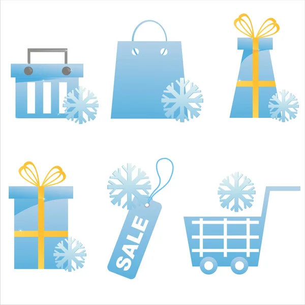 Icone dello shopping invernale — Vettoriale Stock