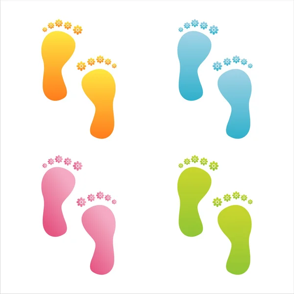 Renkli çiçekli ayak adımları — Stok Vektör