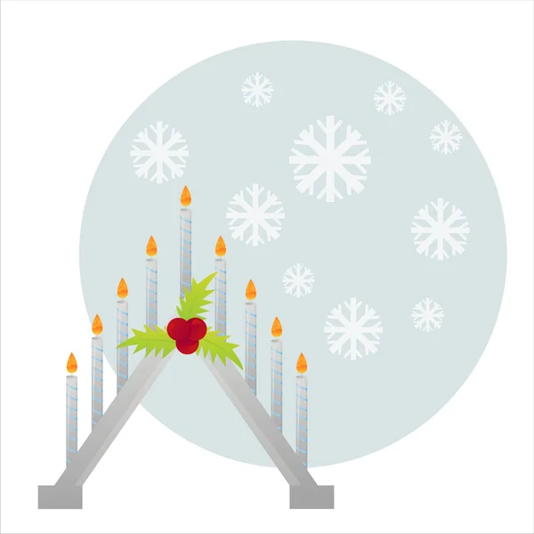 Christmas candles with berry — Stock Vector