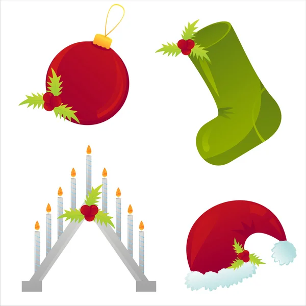 Iconos de Navidad brillantes — Vector de stock