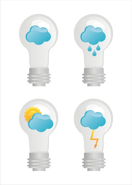 Eco lampy s mraky uvnitř — Stockový vektor