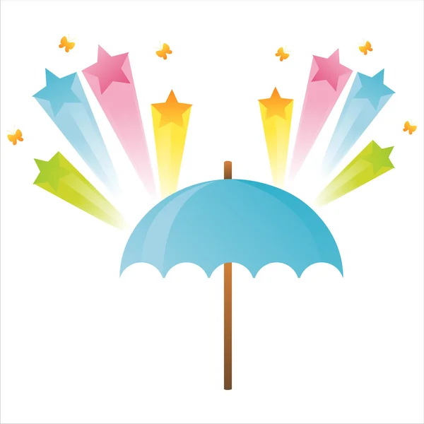 Parapluie avec éclaboussures d'étoiles — Image vectorielle