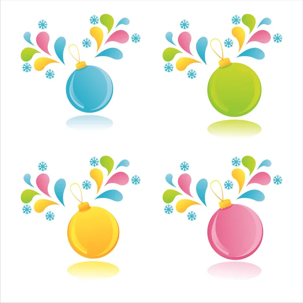 Christmas balls with splashes — Stock Vector