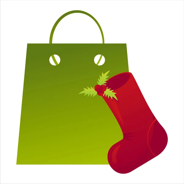 Bolsa de compras de Navidad — Vector de stock