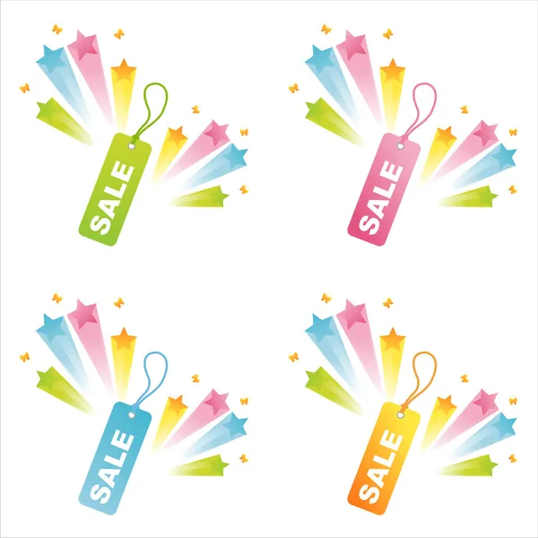 Sale tags with star splashes — Stock Vector