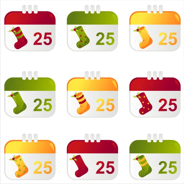 Ícones de calendário de Natal — Vetor de Stock