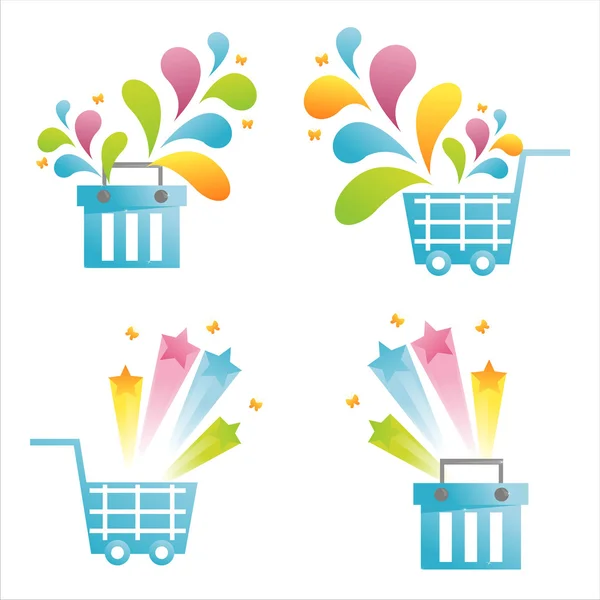 Blue baskets with splashes — Stock Vector