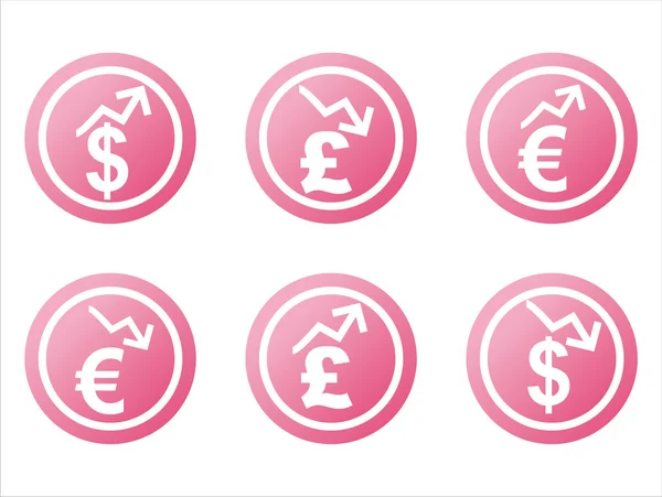 Signos financieros rosados — Vector de stock