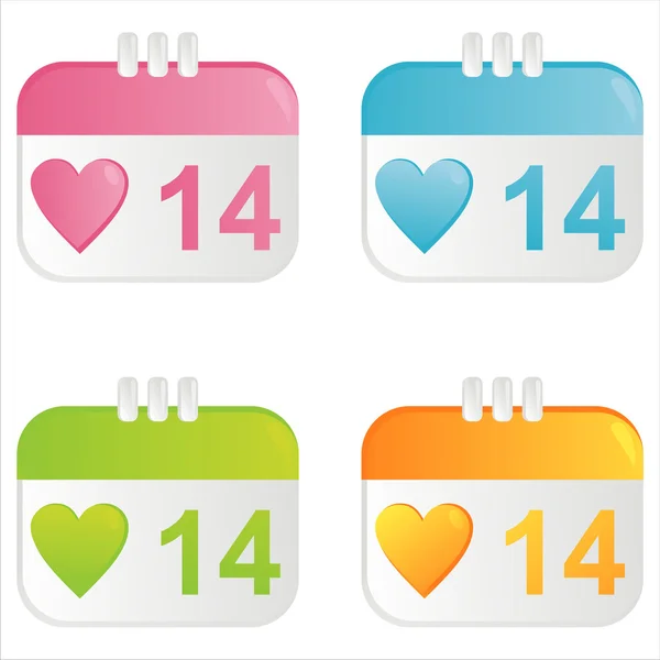 Ícones do calendário de corações —  Vetores de Stock
