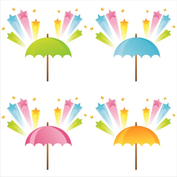 Umbrellas with star splashes — Stock Vector