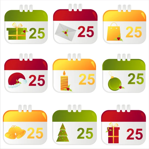 Boże Narodzenie ikony kalendarza — Wektor stockowy