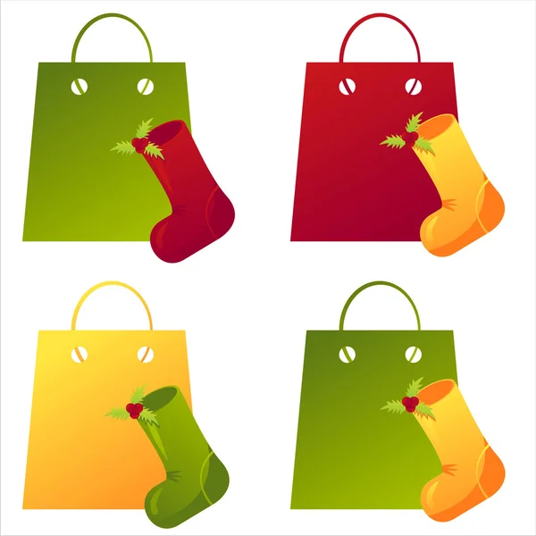 Christmas shopping bags — Stok Vektör
