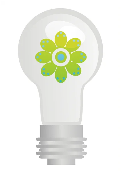 Eco lámpara con flor — Vector de stock