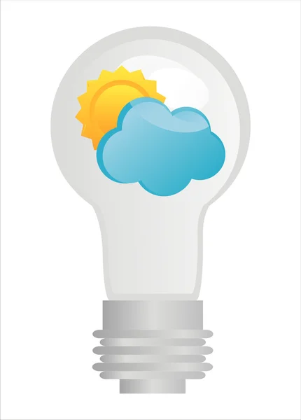 Eco lampa med moln och himmel — Stock vektor