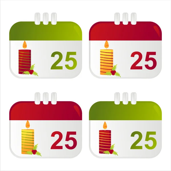 Jul kalender ikoner — Stock vektor