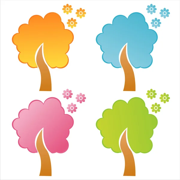 色彩鲜艳的花卉树木 — 图库矢量图片