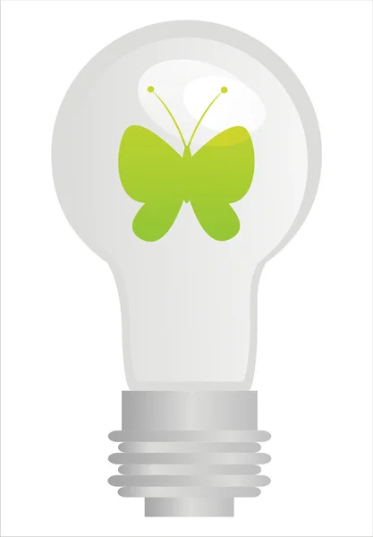 Eco lamp with butterfly — Stock Vector