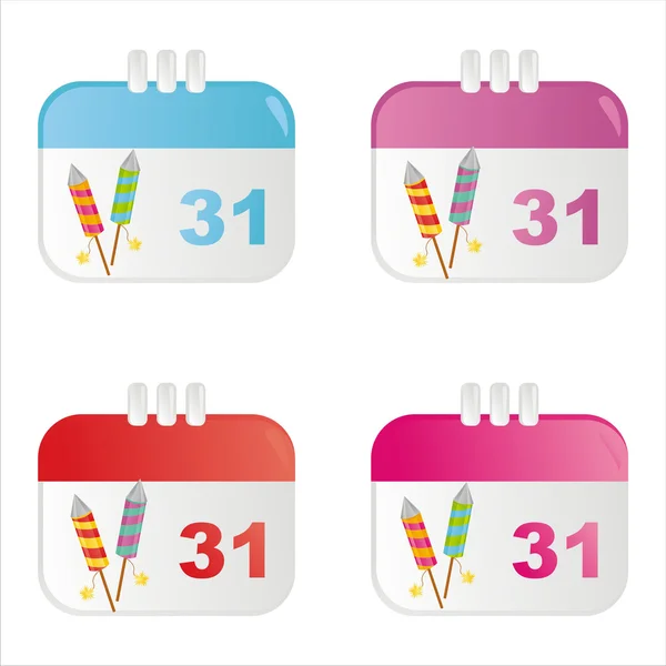 Ícones de calendário de ano novo — Vetor de Stock