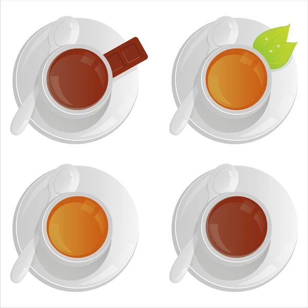 Copos com café e chá — Vetor de Stock
