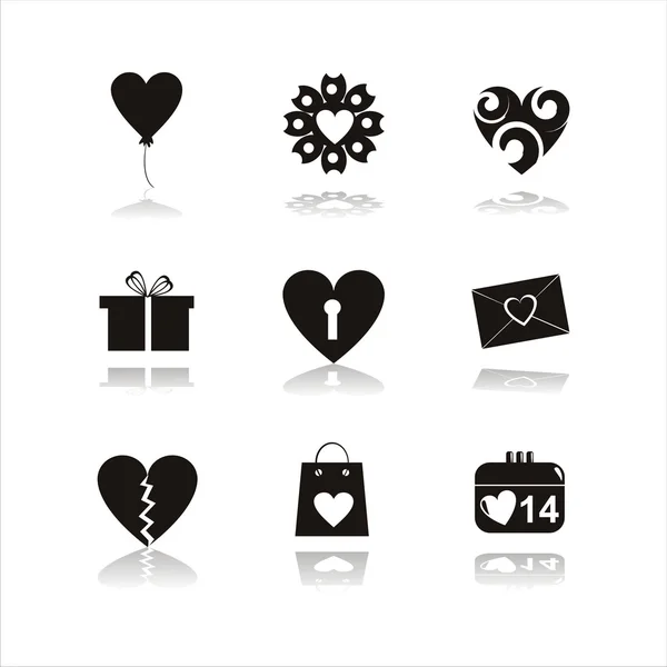 Black st. valentine's day icons — Stock Vector