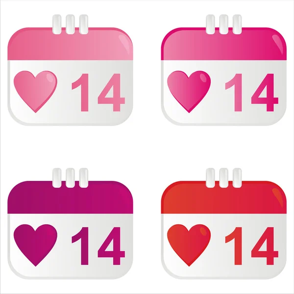 Ícones do calendário do dia de São Valentim — Vetor de Stock
