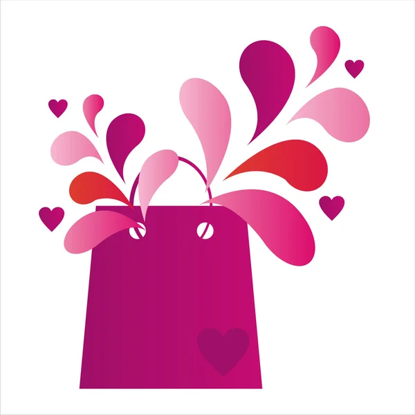Valentine Day Shopping Bag Splash — Stock Vector