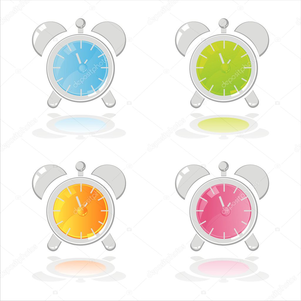 Set of 4 colorful clocks icons
