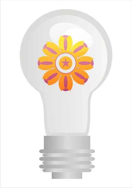 Eco Lampe Avec Fleur Intérieur — Image vectorielle