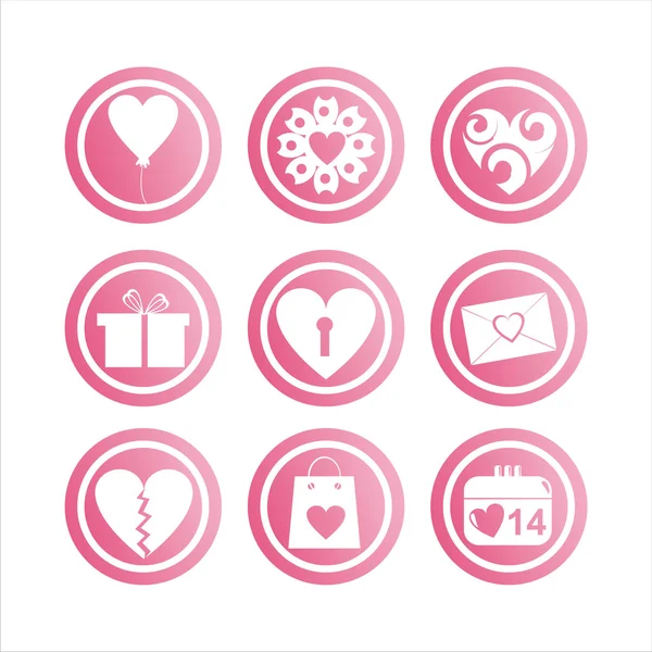 Set Signos San Valentín Rosa — Vector de stock