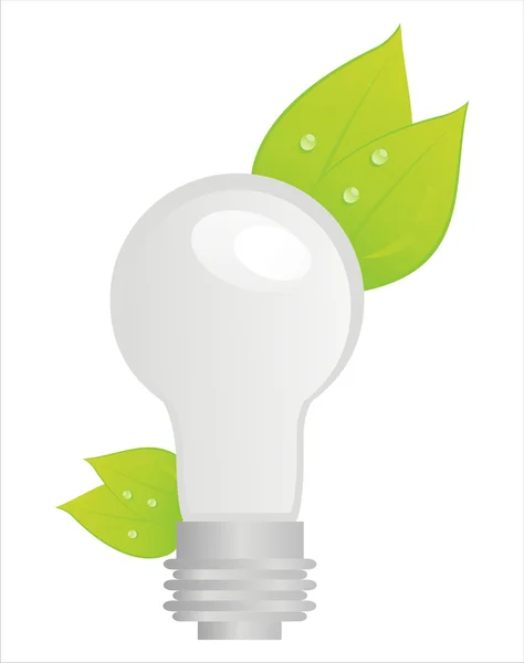 Eco Lampa Listy Izolované Bílém — Stockový vektor