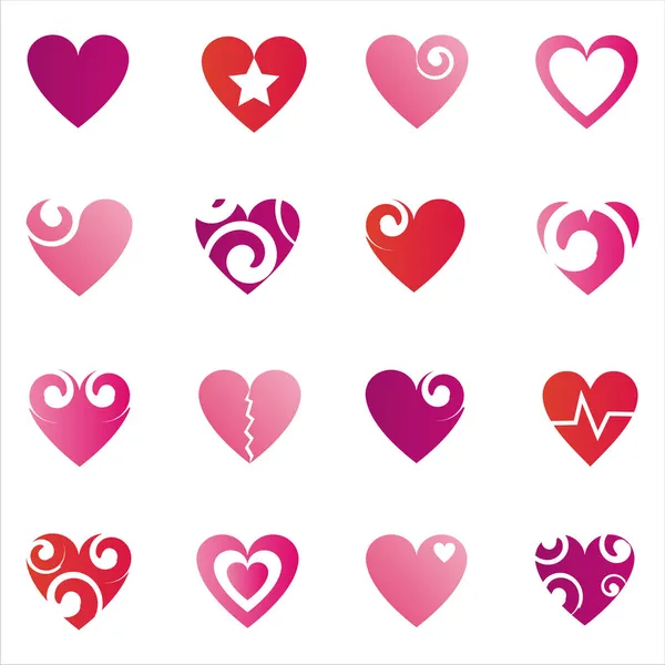 Set Hearts Icons — Stock Vector