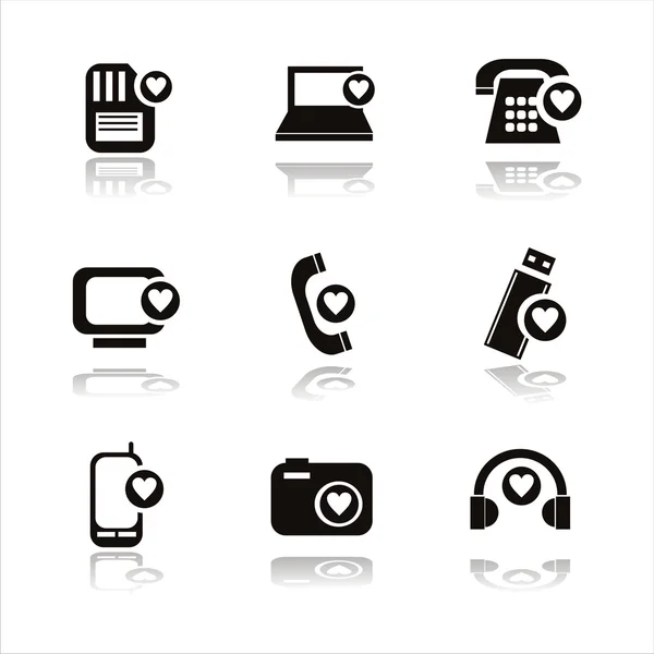 Technology with hearts icons — Stock Vector