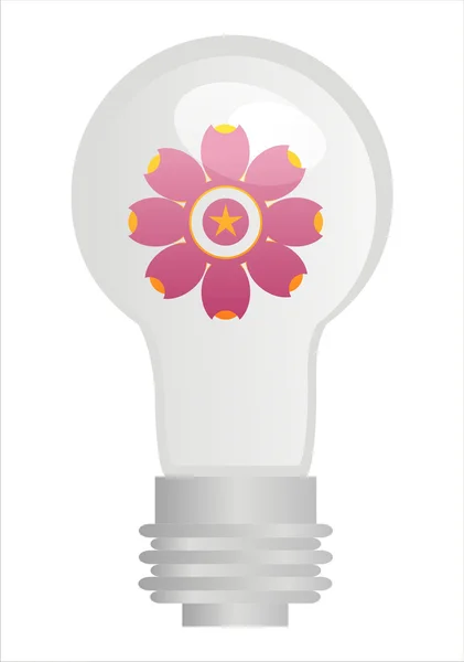 Çiçek ile eko lamba — Stok Vektör