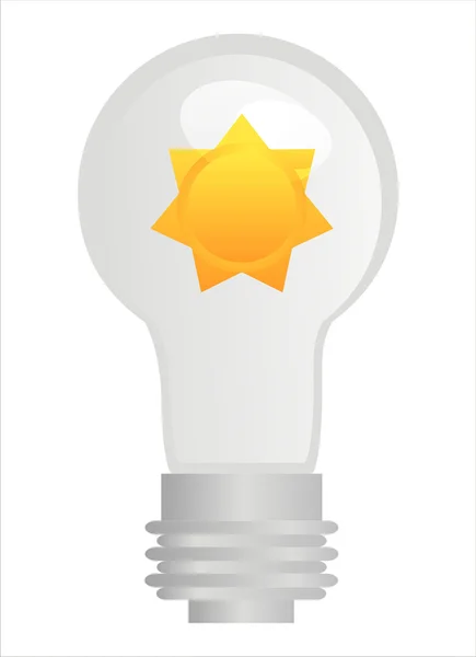 Eco lámpara con sol — Vector de stock
