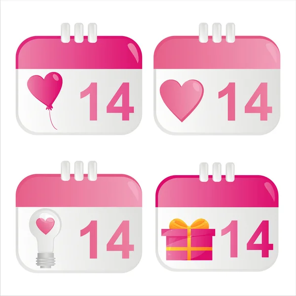 Set Van Valentijnsdag Kalender Pictogrammen — Stockvector
