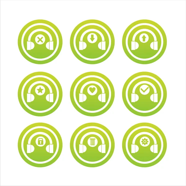 Grüne Kopfhörer-Schilder — Stockvektor