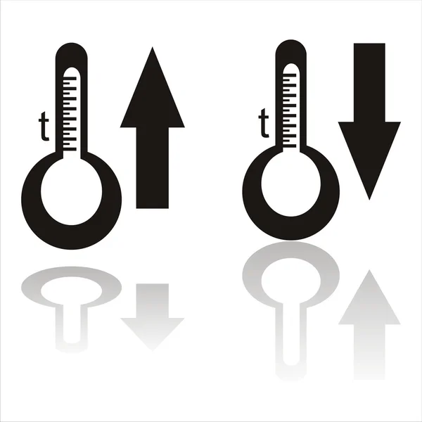 Set Icone Temperatura Nera — Vettoriale Stock