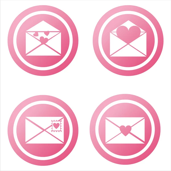 stock vector Set of 4 pink love letters signs