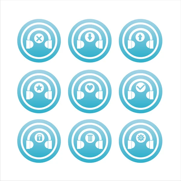 Signes écouteurs bleus — Image vectorielle