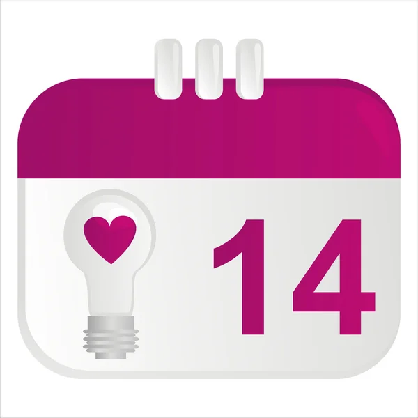 Ikona Kalendáře Den Svatého Valentýna — Stockový vektor