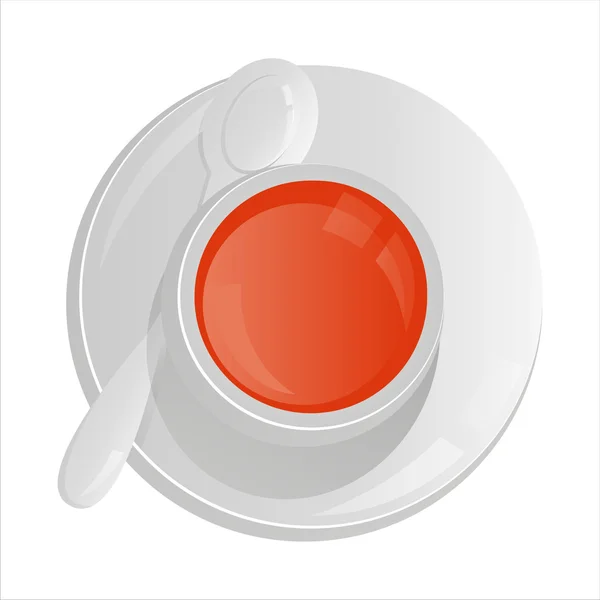 Red Tea Cup Isolated White — Stock Vector