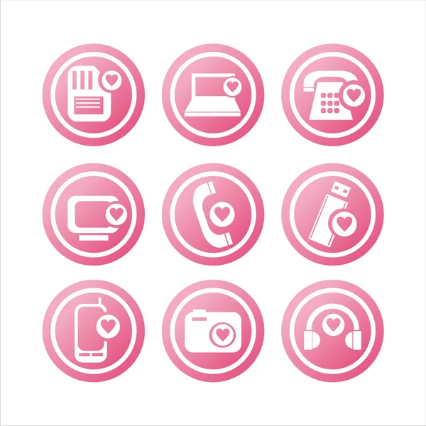 Set Technology Hearts Signs — Stock Vector