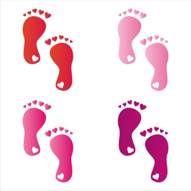 Foot steps with hearts clipart