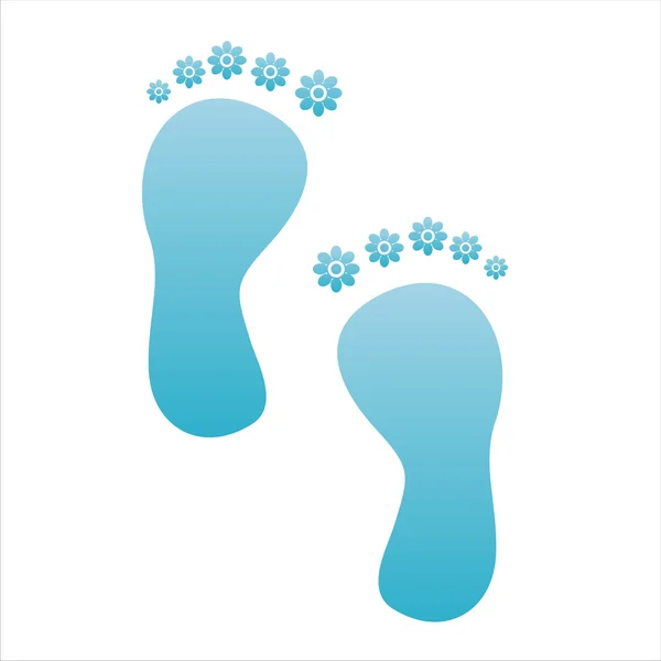 Blaue Blumige Fußstapfen — Stockvektor